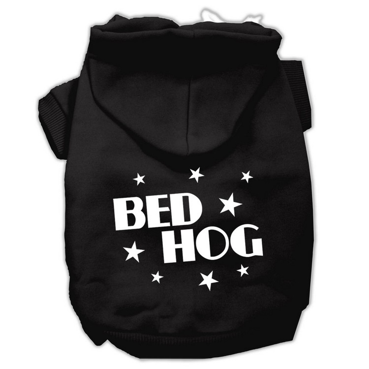 Bed Hog Screen Printed Pet Hoodies Black Size Lg