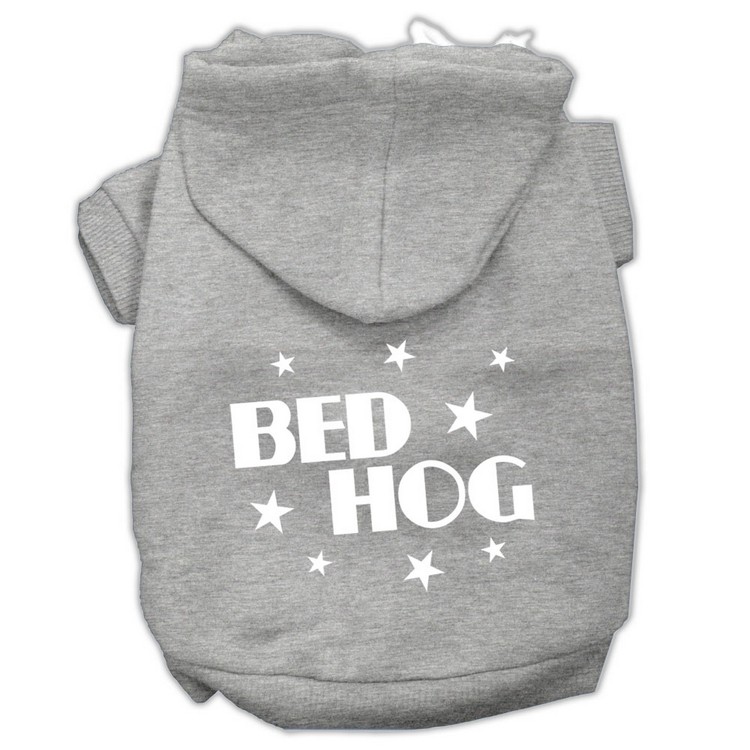 Bed Hog Screen Printed Pet Hoodies Grey Size Lg