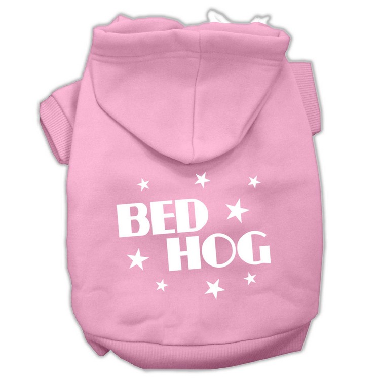 Bed Hog Screen Printed Pet Hoodies Light Pink Size XS