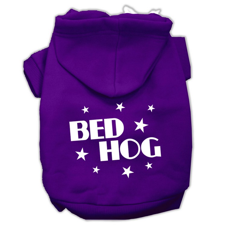 Bed Hog Screen Printed Pet Hoodies Purple Size XS