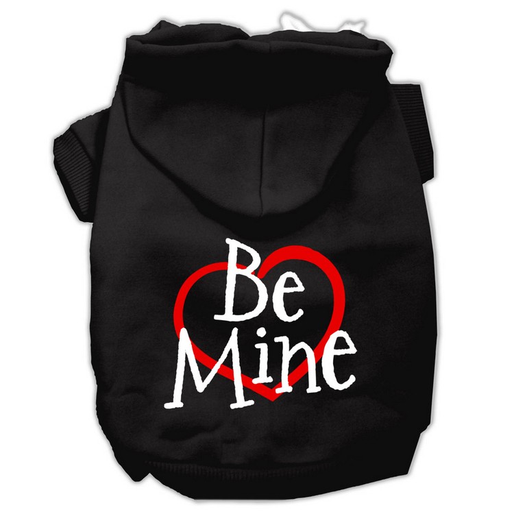 Be Mine Screen Print Pet Hoodies Black Size XS