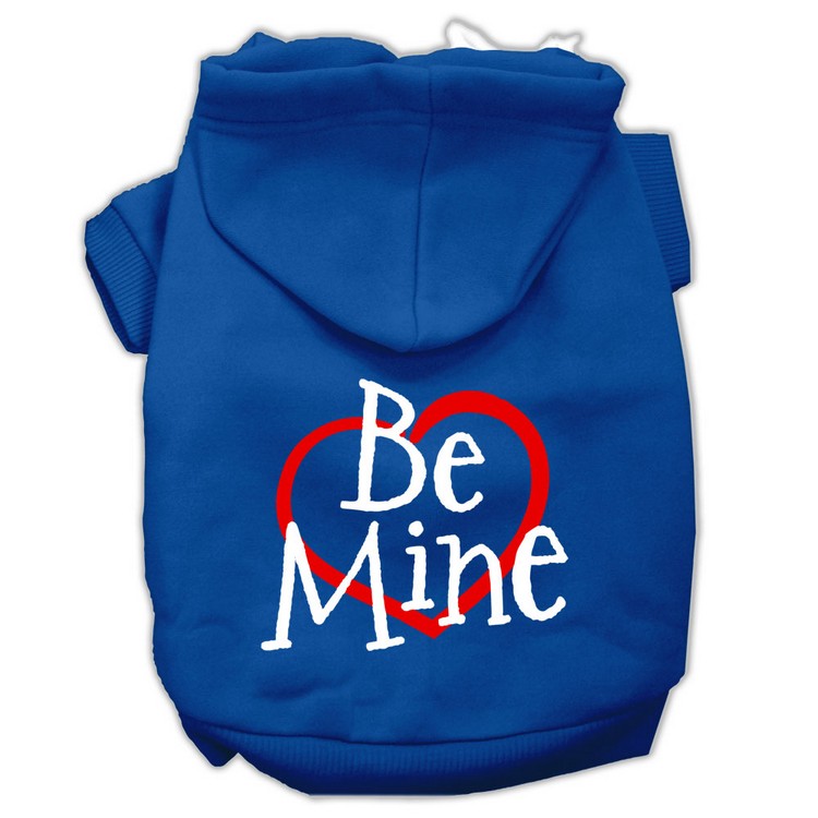 Be Mine Screen Print Pet Hoodies Blue Size XS