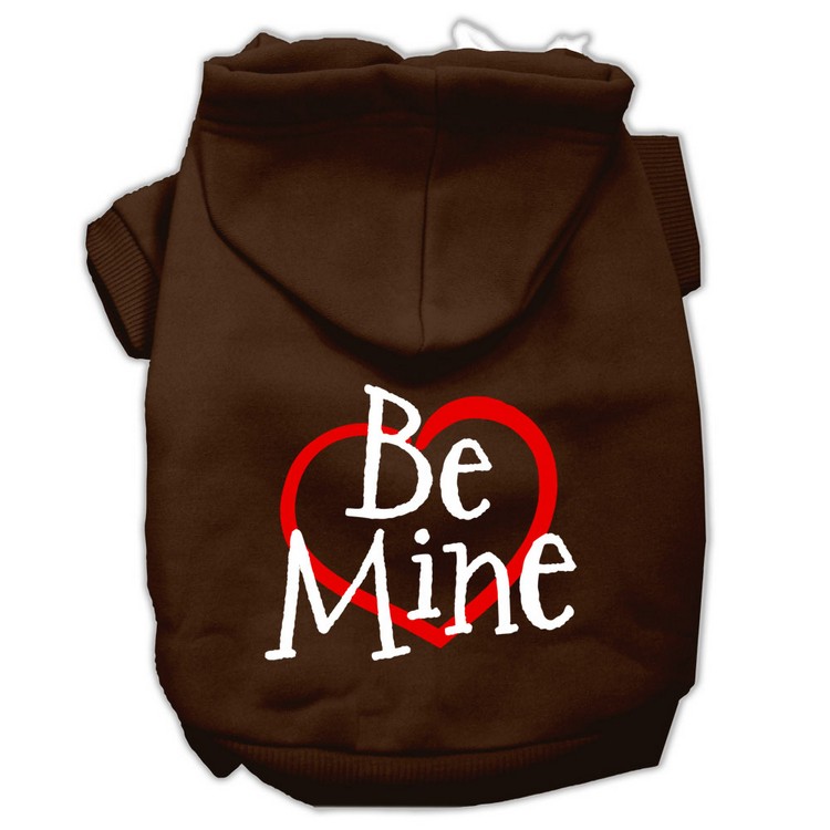 Be Mine Screen Print Pet Hoodies Brown Size XS