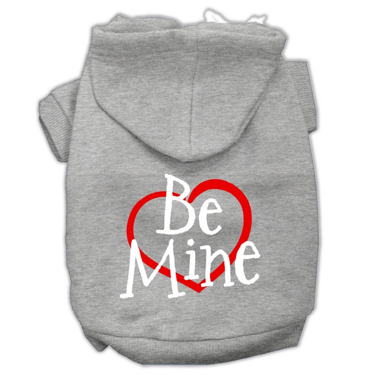 Be Mine Screen Print Pet Hoodies Grey Size XS