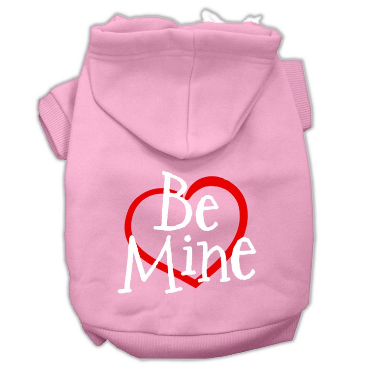 Be Mine Screen Print Pet Hoodies Light Pink Size Lg