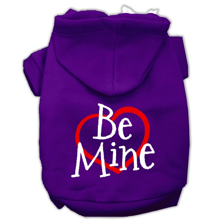 Be Mine Screen Print Pet Hoodies Purple Size XS