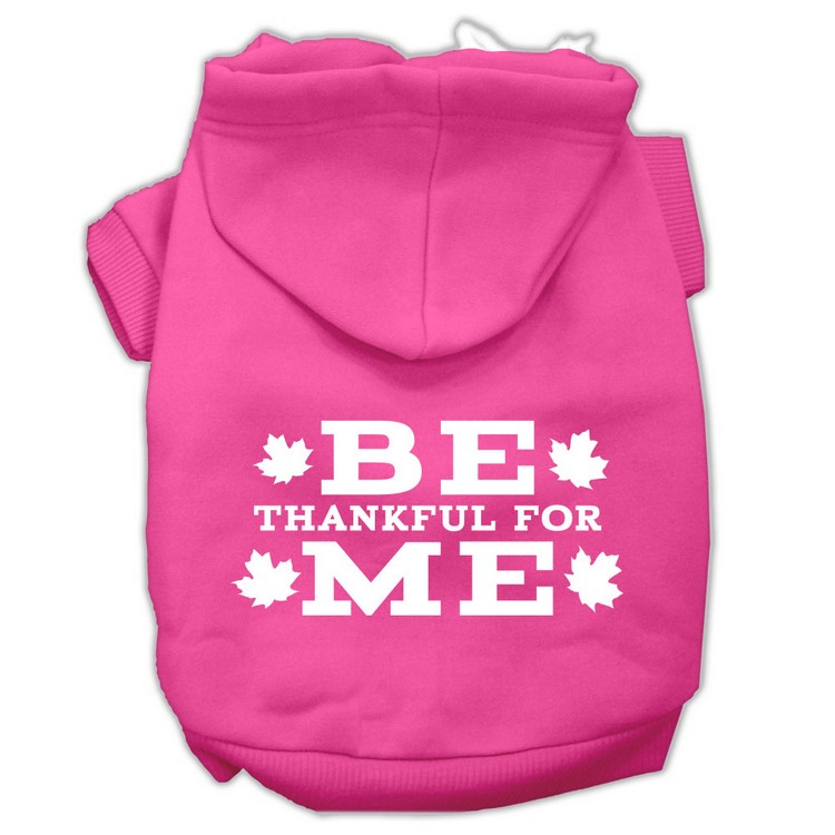 Be Thankful for Me Screen Print Pet Hoodies Bright Pink Size L