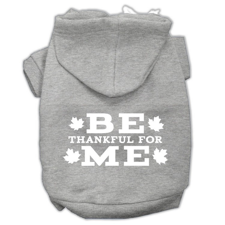 Be Thankful for Me Screen Print Pet Hoodies Grey Size XS