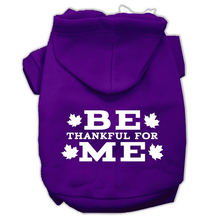 Be Thankful for Me Screen Print Pet Hoodies Purple Size XS