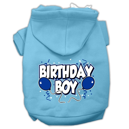 Birthday Boy Screen Print Pet Hoodies Baby Blue Size XS