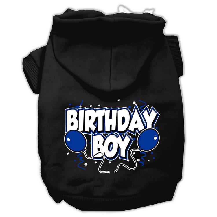 Birthday Boy Screen Print Pet Hoodies Black Size XS