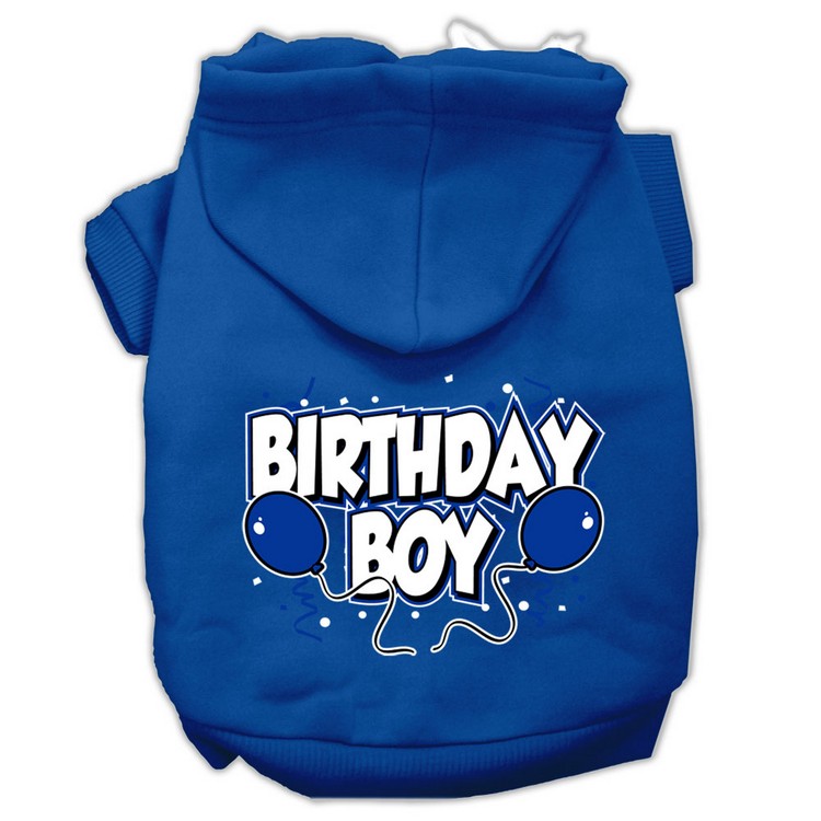 Birthday Boy Screen Print Pet Hoodies Blue Size Med