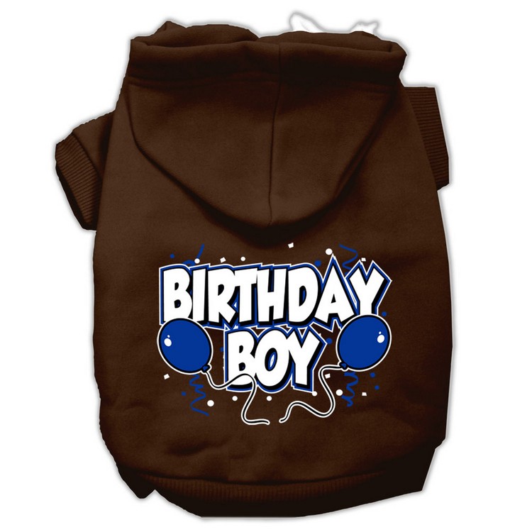 Birthday Boy Screen Print Pet Hoodies Brown Size XS