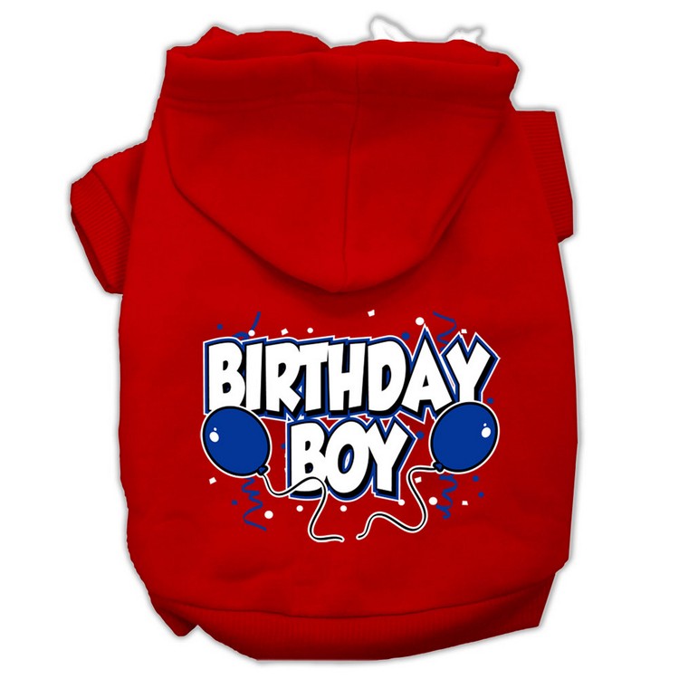 Birthday Boy Screen Print Pet Hoodies Red Size XS