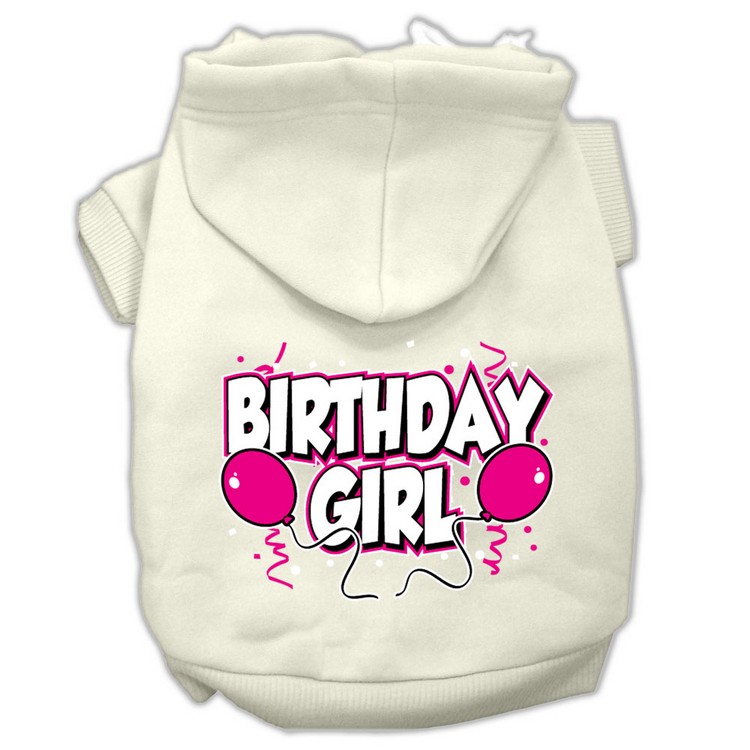 Birthday Girl Screen Print Pet Hoodies Cream Size XL