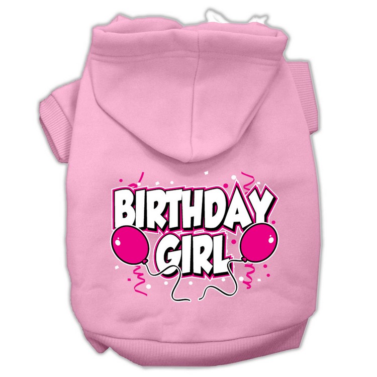 Birthday Girl Screen Print Pet Hoodies Light Pink Size Med