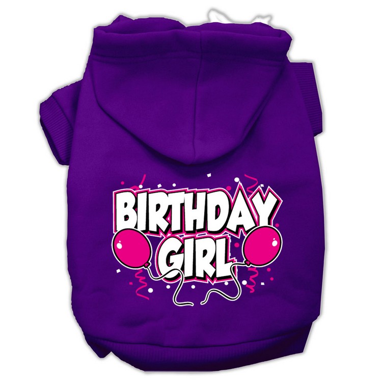 Birthday Girl Screen Print Pet Hoodies Purple Size XS