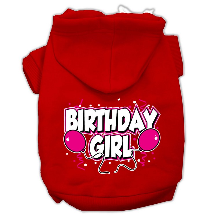 Birthday Girl Screen Print Pet Hoodies Red Size XS