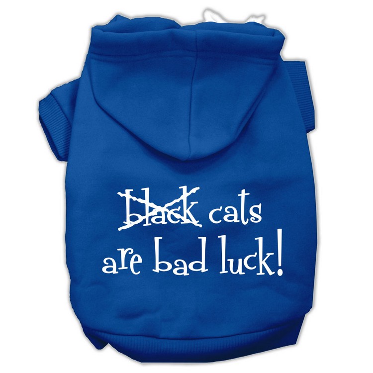 Black Cats are Bad Luck Screen Print Pet Hoodies Blue Size L