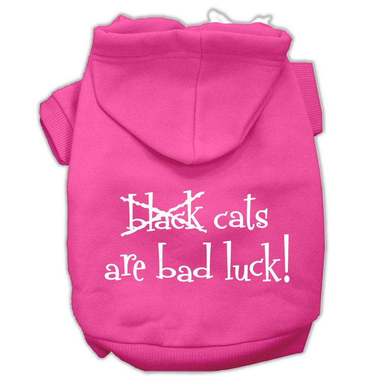 Black Cats are Bad Luck Screen Print Pet Hoodies Bright Pink Size L