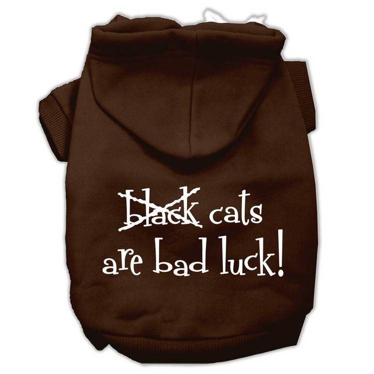 Black Cats are Bad Luck Screen Print Pet Hoodies Brown Size Lg