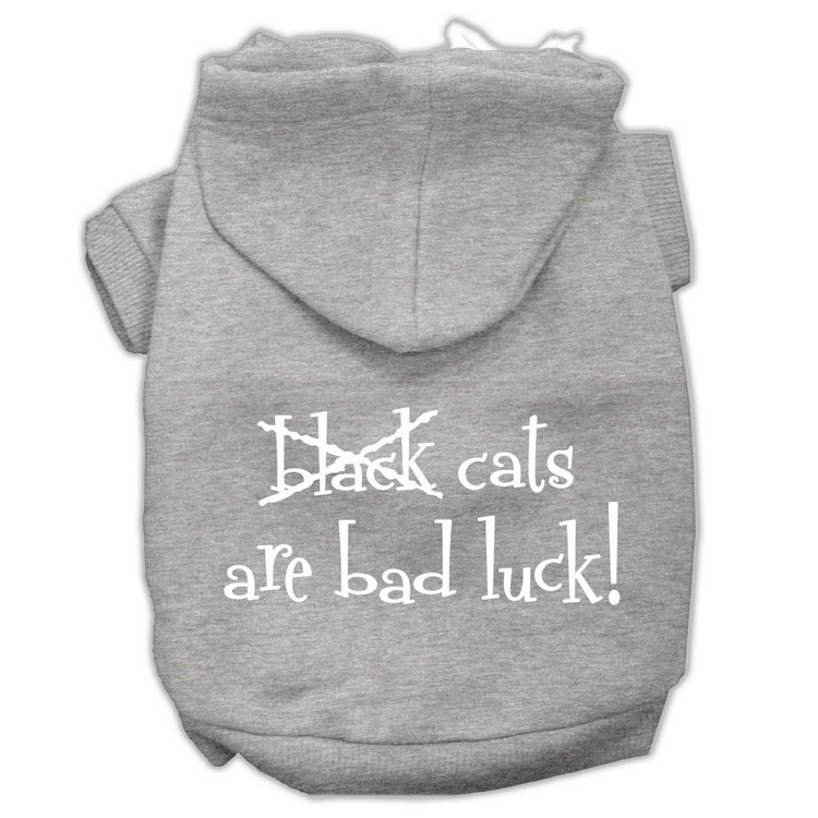 Black Cats are Bad Luck Screen Print Pet Hoodies Grey Size S