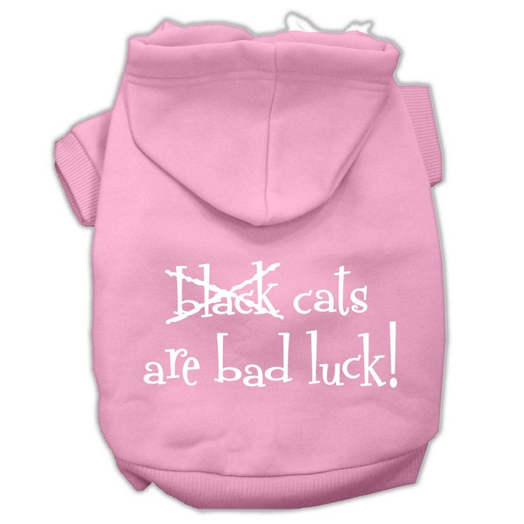 Black Cats are Bad Luck Screen Print Pet Hoodies Light Pink Size XS