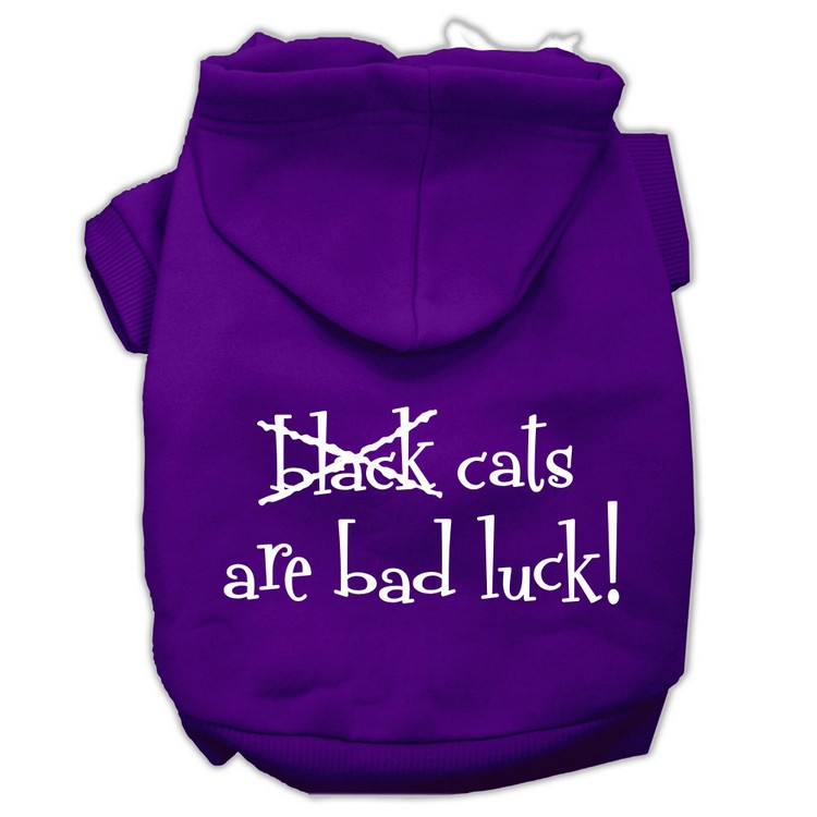 Black Cats are Bad Luck Screen Print Pet Hoodies Purple Size S