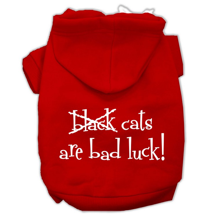 Black Cats are Bad Luck Screen Print Pet Hoodies Red Size M