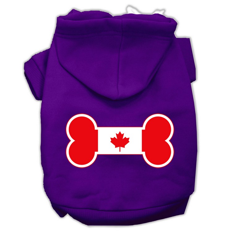 Bone Shaped Canadian Flag Screen Print Pet Hoodies Purple S