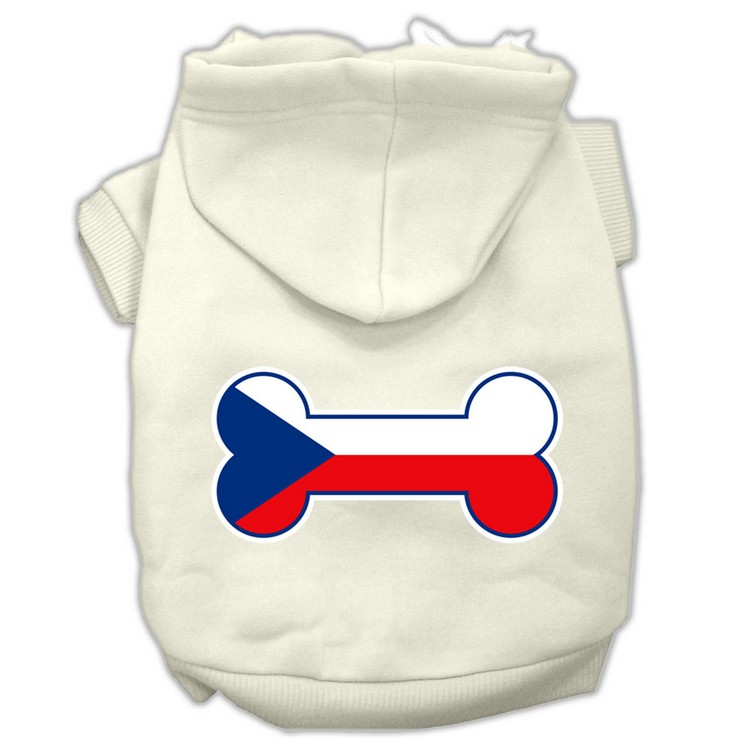 Bone Shaped Czech Republic Flag Screen Print Pet Hoodies Cream S