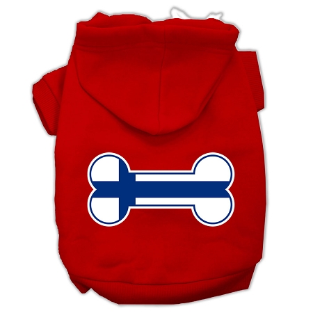 Bone Shaped Finland Flag Screen Print Pet Hoodies Red XS