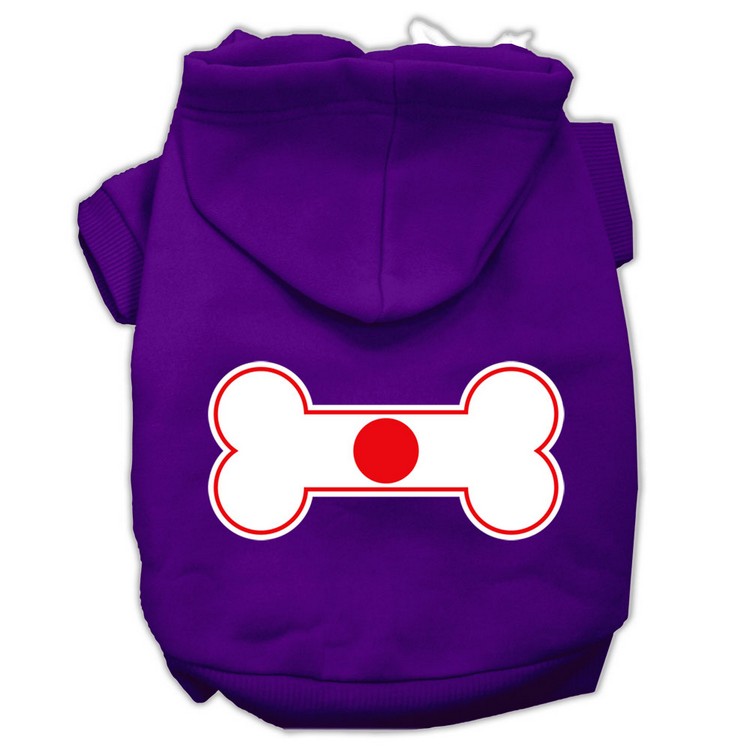 Bone Shaped Japan Flag Screen Print Pet Hoodies Purple Size XXXL