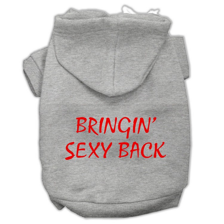 Bringin' Sexy Back Screen Print Pet Hoodies Grey Size Med