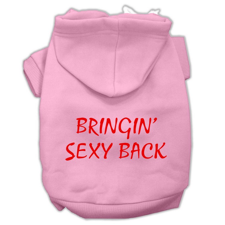 Bringin' Sexy Back Screen Print Pet Hoodies Light Pink Size XS