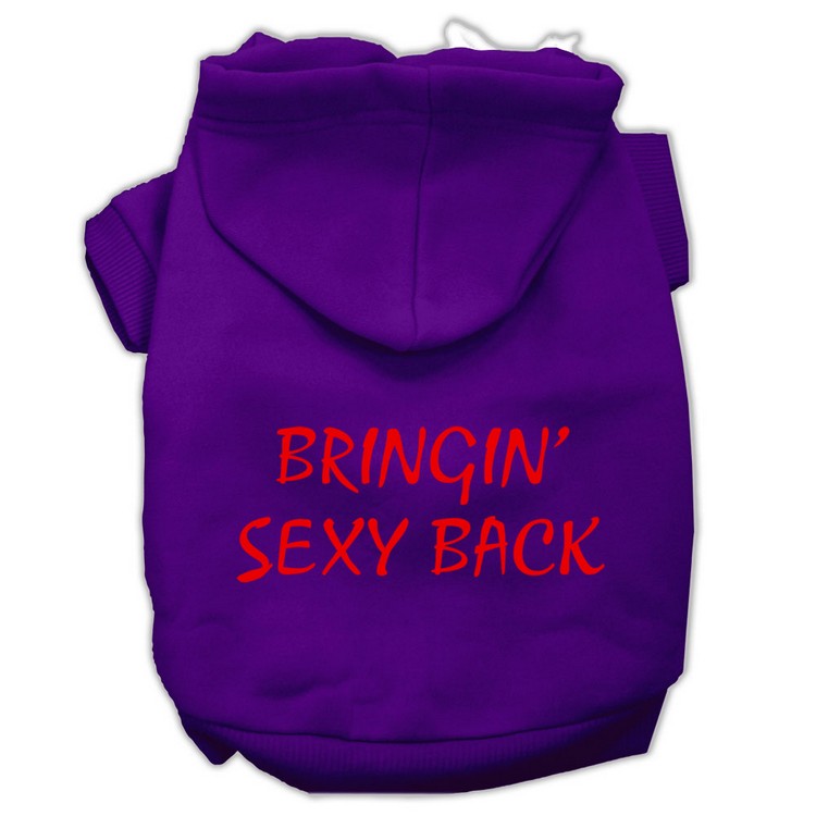 Bringin' Sexy Back Screen Print Pet Hoodies Purple Size XS