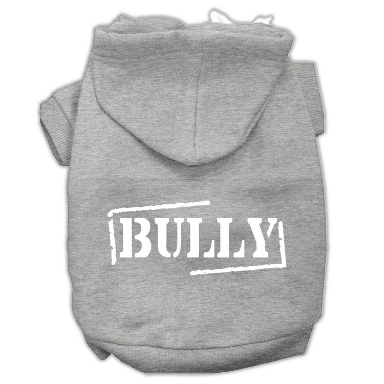 Bully Screen Printed Pet Hoodies Grey Size Med