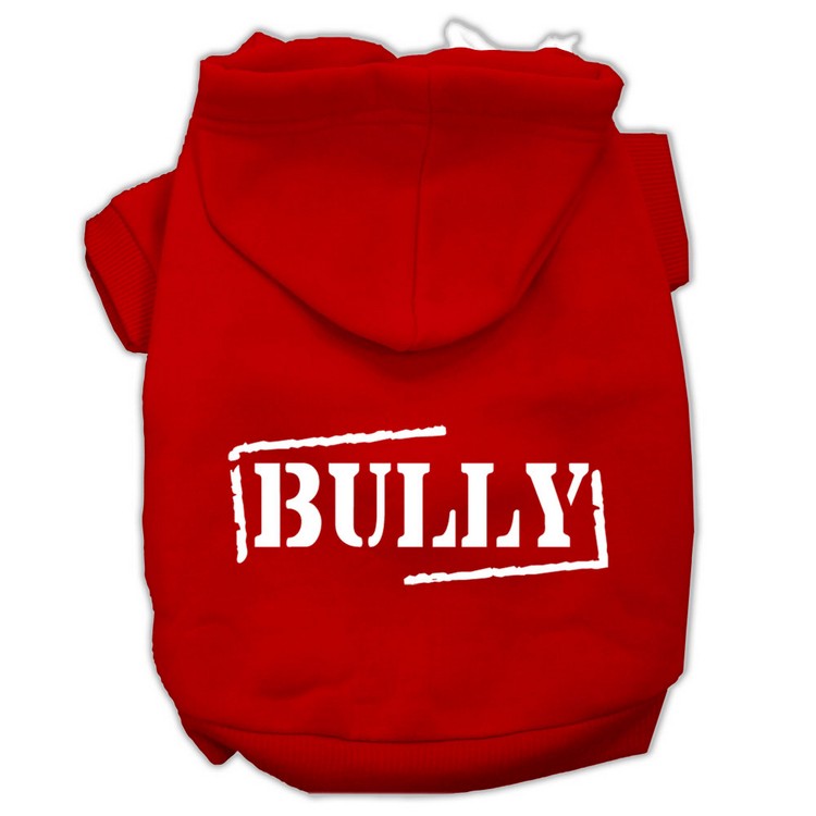 Bully Screen Printed Pet Hoodies Red Size Lg