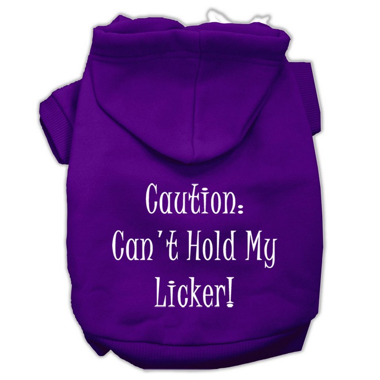 Can't Hold My Licker Screen Print Pet Hoodies Purple Size XL