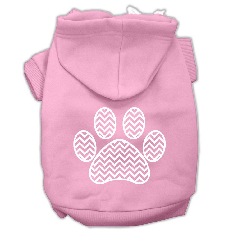 Chevron Paw Screen Print Pet Hoodies Light Pink Size XS