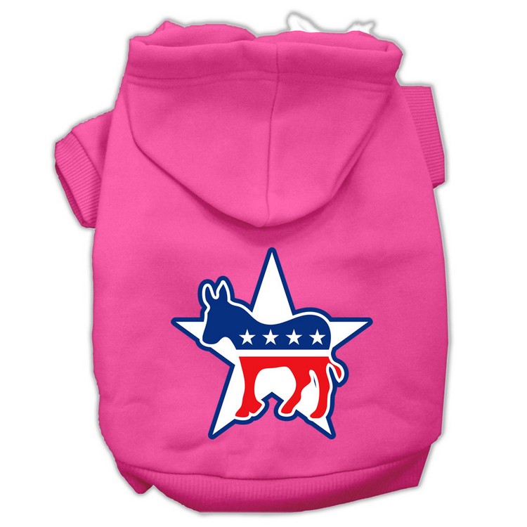 Democrat Screen Print Pet Hoodies Bright Pink Size Lg