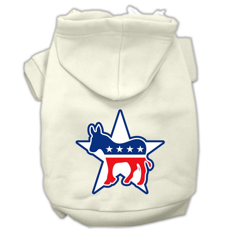 Democrat Screen Print Pet Hoodies Cream Size XS