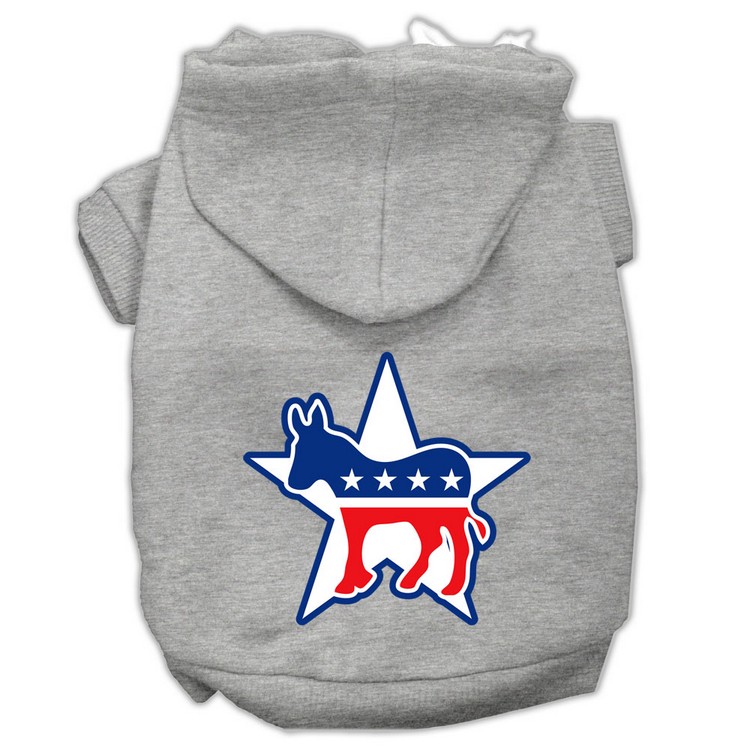 Democrat Screen Print Pet Hoodies Grey Size Sm