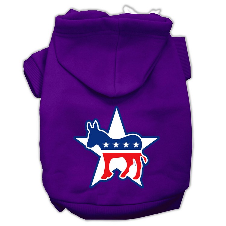 Democrat Screen Print Pet Hoodies Purple Size XS