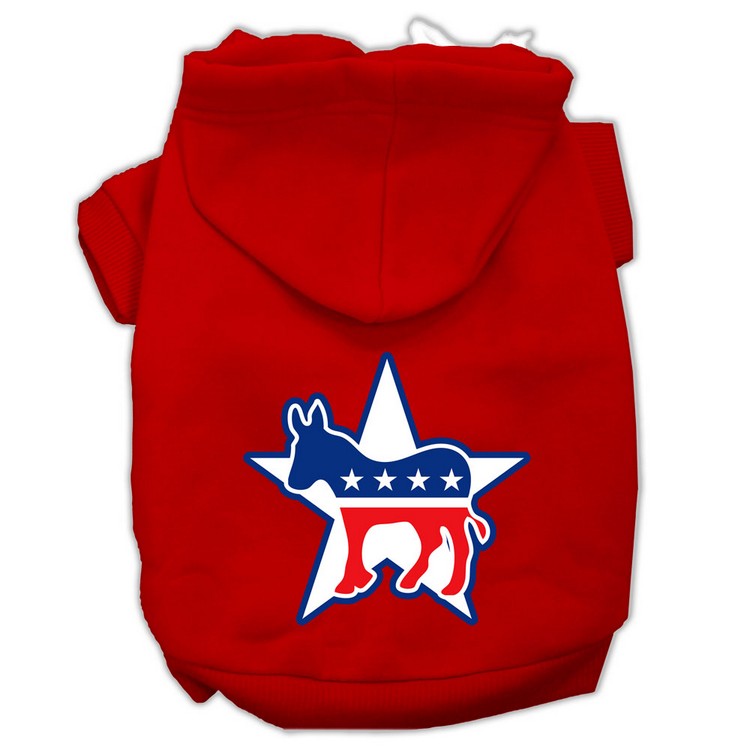 Democrat Screen Print Pet Hoodies Red Size Med