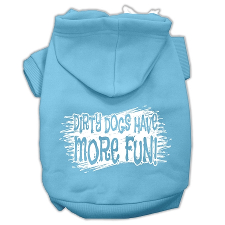 Dirty Dogs Screen Print Pet Hoodies Baby Blue Size XS