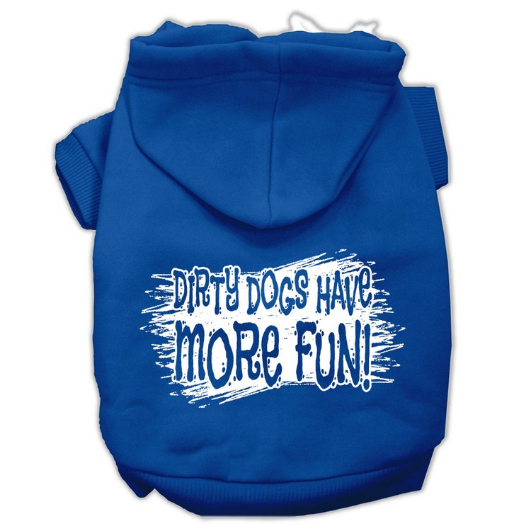 Dirty Dogs Screen Print Pet Hoodies Blue Size Lg