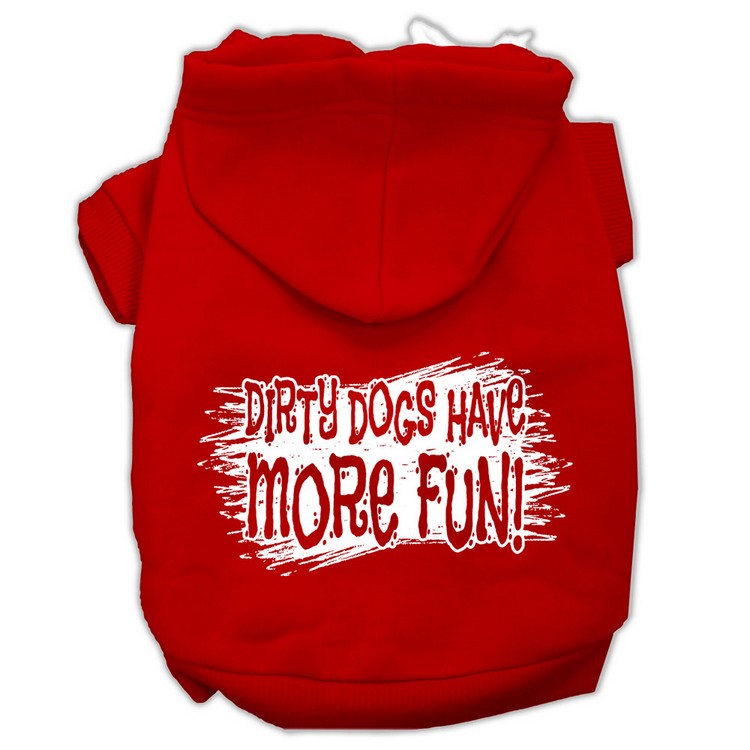 Dirty Dogs Screen Print Pet Hoodies Red Size XS