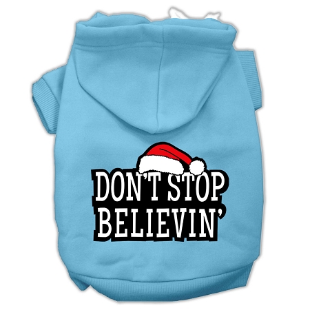 Don't Stop Believin' Screenprint Pet Hoodies Baby Blue Size S