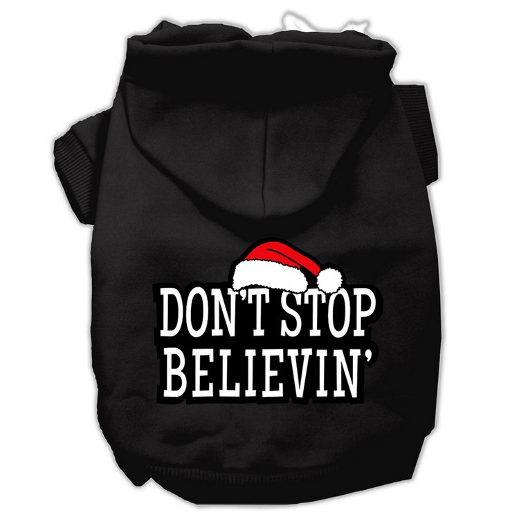 Don't Stop Believin' Screenprint Pet Hoodies Black Size L